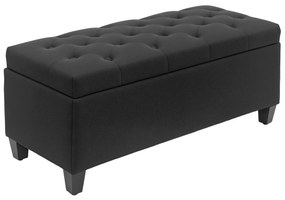 HOMCOM Bancă cu spațiu de depozitare, Truhenbank, poliester asemănător cu inul, lemn de cauciuc, Negru, 100 x 40 x 44 cm | Aosom Romania