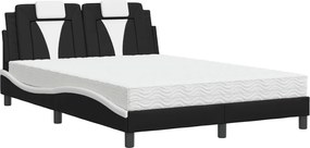 vidaXL Pat, Viana, cu saltea, negru și alb, 120x200 cm, piele ecologică