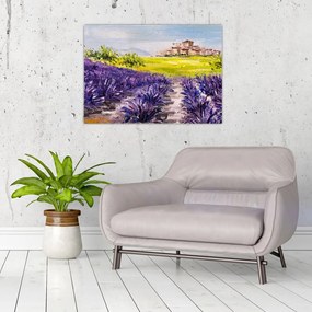 Tablou pe sticlă - Provence, Franța, pictură în ulei (70x50 cm)