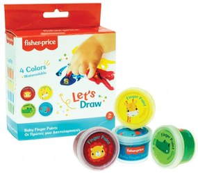 Fisher-Price Let&#039;s Draw vopsea pentru degete bebeluș 4 buc