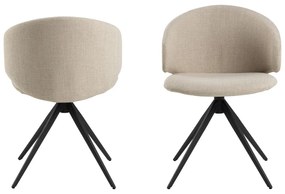 Scaun de sufragerie bej cu cotiere tapițat Ella – Actona