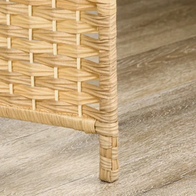 HOMCOM Paravan Interior Pliabil cu 3 Panouri Împletit din PP și Lemn de Pin, 135x1,7x180 cm, Lemn Natural | Aosom Romania