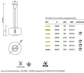 Lustra/Pendul modern design decorativ JARRAS 40cm crom