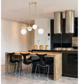 Lustră albă/aurie cu abajur din sticlă Kama – Candellux Lighting