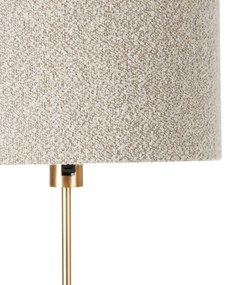 Lampa de podea reglabila bronz cu abajur boucle taupe 35 cm - Parte