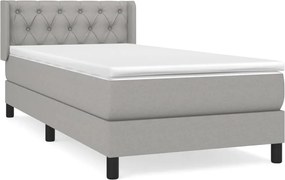 vidaXL Pat continental cu saltea, gri deschis, 80x200 cm, textil