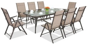 Modena/Rosario mobilier de luat masa din oțel pentru 8 persoane cu masă mare 200 cm Garden Point maro