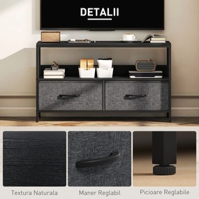 HOMCOM Mobilier pentru Televizor de 47" cu Sertare Pliabile din Material Textil și Raft, 98x29x56 cm, Lemn Natural | Aosom Romania