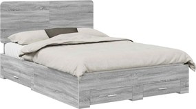 vidaXL Cadru de pat cu headboard Gri Sonoma 160 x 200 cm Lemn compozit