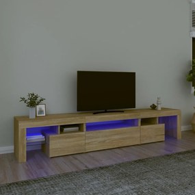 3152796 vidaXL Comodă TV cu lumini LED, stejar sonoma, 215x36,5x40cm