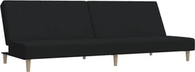 vidaXL Canapea extensibilă cu 2 locuri, negru, material textil