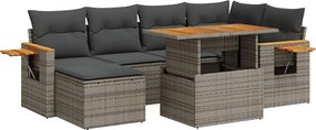 vidaXL Set canapele grădină cu perne 7 piese gri poliratan/lemn acacia