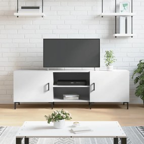 Comoda TV, alb extralucios, 150x30x50 cm, lemn compozit