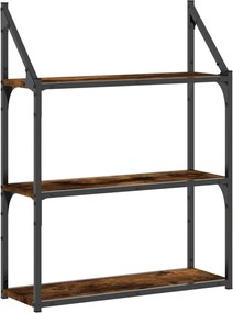 vidaXL Raft cu 3 niveluri, stejar afumat, 60x21x78,5 cm lemn prelucrat