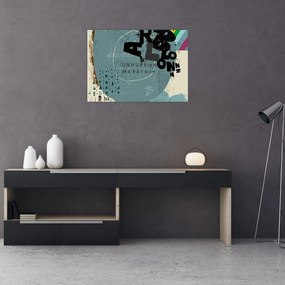 Tablou pe sticlă - Flying balon cu curcubeu (70x50 cm)