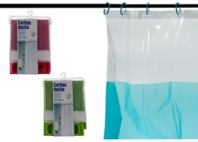 Perdea de dus PVC in doua culori 180 x 180 cm  Alb transparent/Rosu