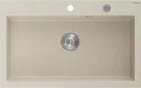 Mexen Elix chiuvetă de bucătărie din granit cu 1 compartiment 800 x 500 mm, bej, sifon cromat - 6527801005-69