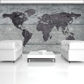 Fototapet - Harta lumii pe beton (254x184 cm), în 8 de alte dimensiuni noi