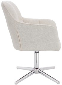 HR550CROSS Scaun Crem Boucle cu Bază Cromata