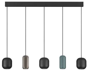 Lustra cu 5 pendule metal negru, maro, verde MARLIN