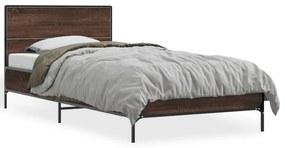 845566 vidaXL Cadru de pat, stejar maro, 90x190 cm, lemn prelucrat și metal