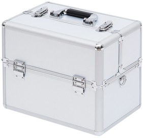 HOMCOM Cutie de Machiaj în 3 Nivele, Geantă Profesională pentru Cosmetică, 36,5x24x29 cm, Argintiu | Aosom Romania