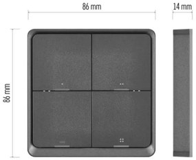 Comutator cu 4 butoane GoSmart Tuya negru