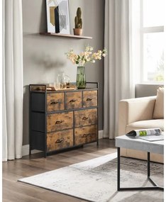 Comodă cu sertare KIRA, maro/negru