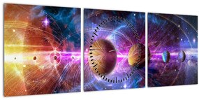 Tablou - Sistemul solar (cu ceas) (90x30 cm)