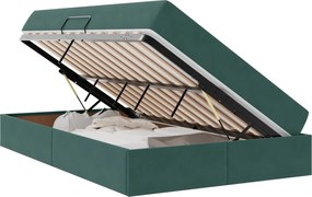 vidaXL Pat cu saltea și spațiu de depozitare Verde închis 120 x 200 cm