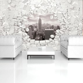 Fototapet - New York și 3D Brickwall (152,5x104 cm)