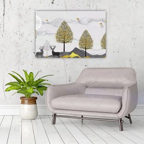 Tablou cu cerbi pictați (90x60 cm)