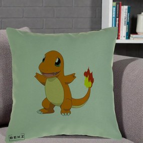 Perna Personalizata Charmander Pokemon, 40x40 cm, Verde, Husa Detasabila, Perna Inclusa, BEKZ®