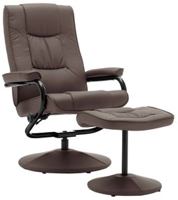 249298 vidaXL Fotoliu TV cu taburet, maro, piele ecologică