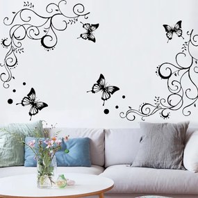 PIPPER | Autocolant de perete "Ornament cu fluturi" 120x90 cm