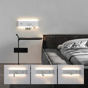 Brilagi-LED Aplica de perete cu spot și port USB NOCTIS, LED/3W/230V+LED/9W, albă