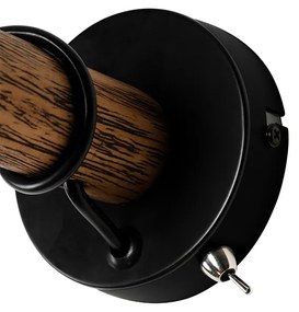 Aplică rustică neagră cu lemn - Stronk