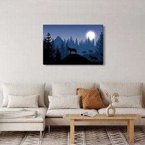 Tablou - Haita de lupi sub lună plină (90x60 cm)