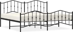 vidaXL Cadru pat metalic cu tăblii de cap/picioare , negru, 193x203 cm