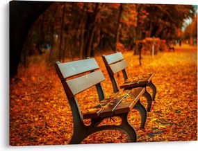 Tablou cu banca toamna (70x50 cm)