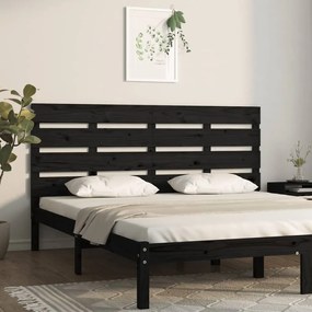 Tablie de pat, negru, 135x3x80 cm, lemn masiv de pin 1, Negru, 135 x 3 x 80 cm