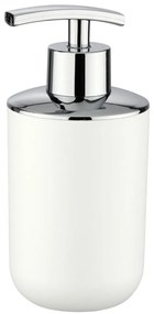 Dispenser pentru săpun lichid, recipient cu pompă cromată, alb