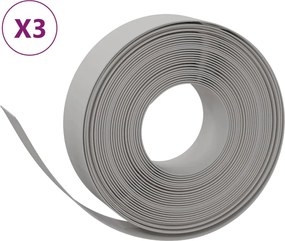 vidaXL Borduri de grădină, 3 buc, gri, 10 m 15 cm, polietilenă