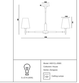 Candelabru stil clasic 78cm Zaragoza MYH001CL-05BS