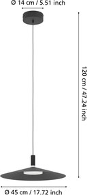 Eglo 902183 - Lampă suspendată LED RGBW reglabilă CONOMAVILLA-Z LED/15,5W/230V neagră