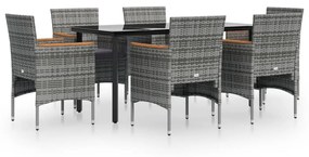 3156637 vidaXL Set de servit masa pentru grădină, 7 piese, gri și negru