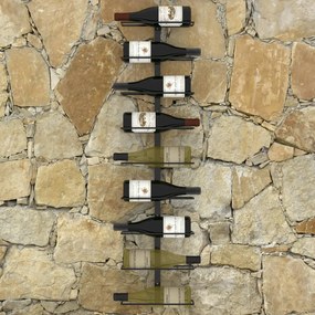 Suport sticle de vin de perete, 9 sticle, negru, fier Negru, 1, 9