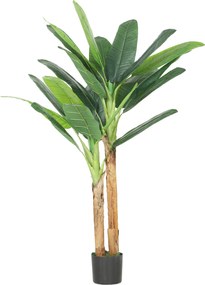 HOMCOM Arbore de banan artificial 150 cm Plantă artificială decorativă cu ghiveci și 2 trunchiuri pentru Casă Birou Living Verde | Aosom Romania