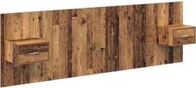 vidaXL Tăblie cu Noptieră cu sertar 3 pcs Lemn Vechi Lemn compozit