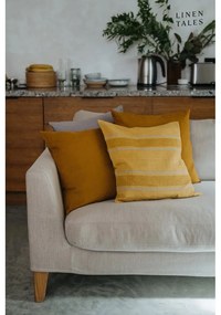 Față de pernă din in 40x40 cm Amber Bronze Stripes – Linen Tales